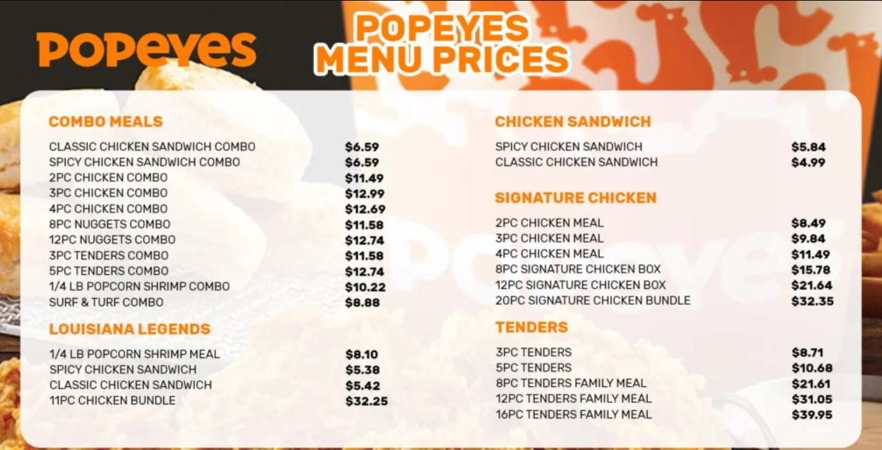 Popeyes Menu 2026: Updated Prices, Combos & Chicken Meals